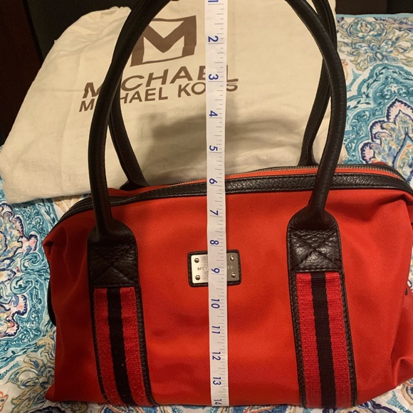 michael kors red montauk II shoulder satchel nylon with leather trim - Picture 2 of 5